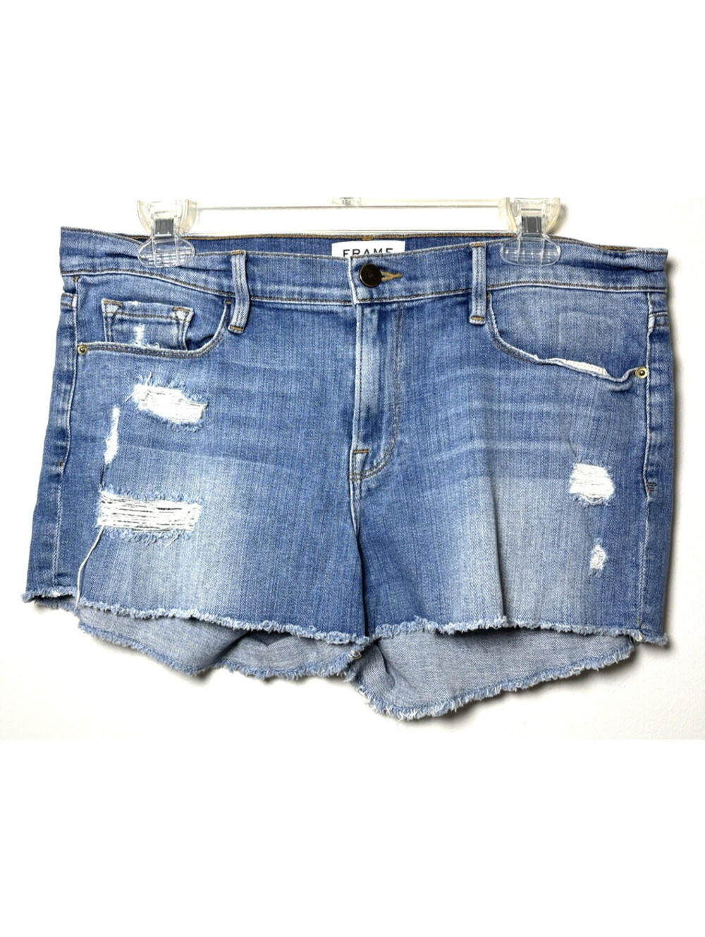 FRAME Le Cutoff Denim  Distressed Womens Shorts Size 30 Azure Blue